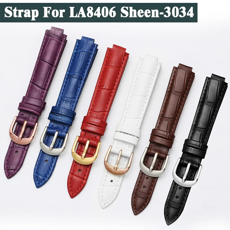 

Ремешок для часов FIYTA LA8406 Casio Sheen-3034 выпуклый интерфейс из натуральной кожи, женский ремешок для часов, аксессуары для часов, браслет-цепочка