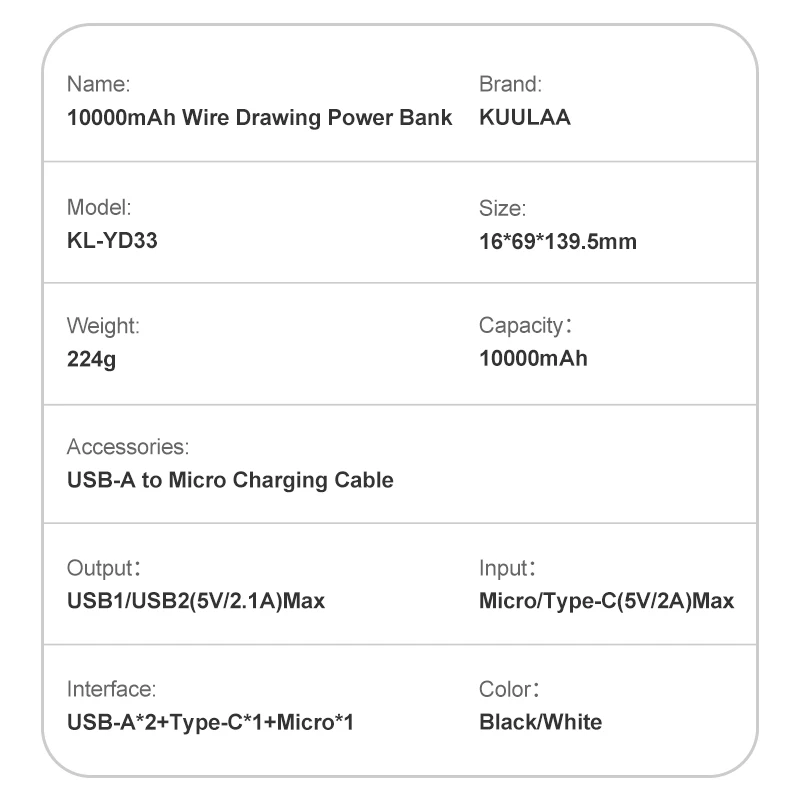 kuulaa 2pcs power bank 10000mah portable charging powerbank 10000 mah usb poverbank external battery charger for xiaomi iphone free global shipping