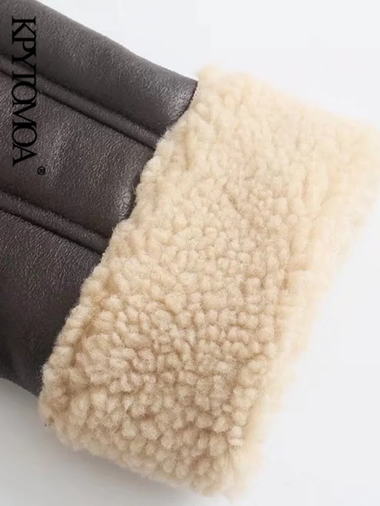 KPYTOMOA Женская модная Толстая теплая куртка из искусственной овчины пальто