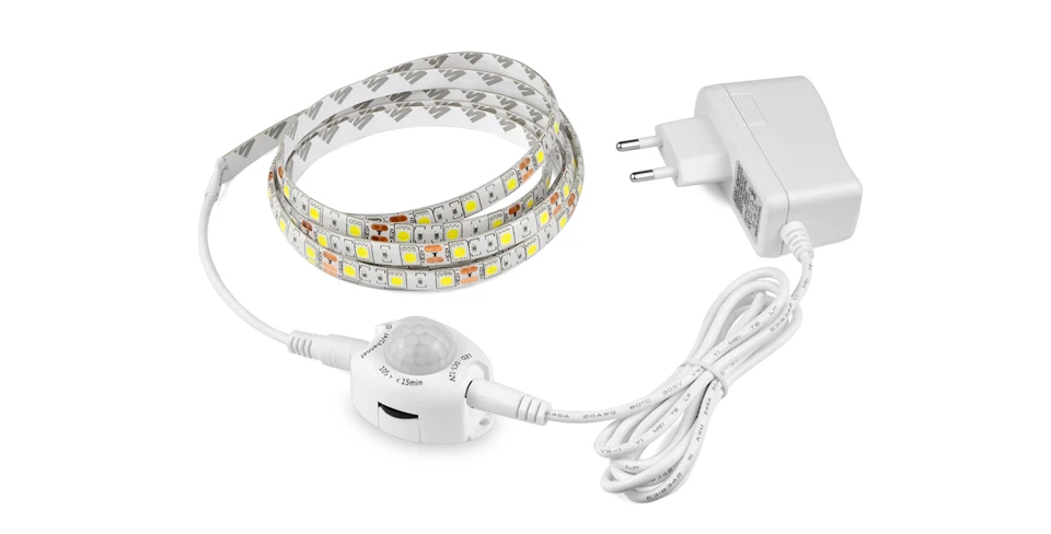 IP65 SMD 5050 2835 Светодиодный лента Диодная лента DC 12 В PIR датчик движения светодиодные полосы света ЕС США адаптер 1 м-5 м клейкая светодиодная кухонная лампа