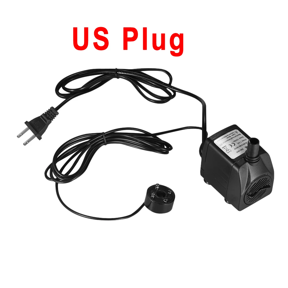 US Plug 350л/ч 5 Вт погружной водяной насос с 4 Светодиодный светильник для пруда аквариума настольный фонтан Гидропоника 1,5 м шнур питания - Цвет: US Plug