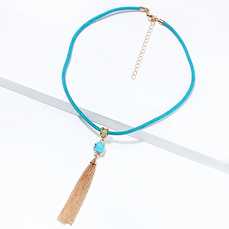 Коми модные бирюзовые серьги с кисточками регулируемый браслет Подвеска