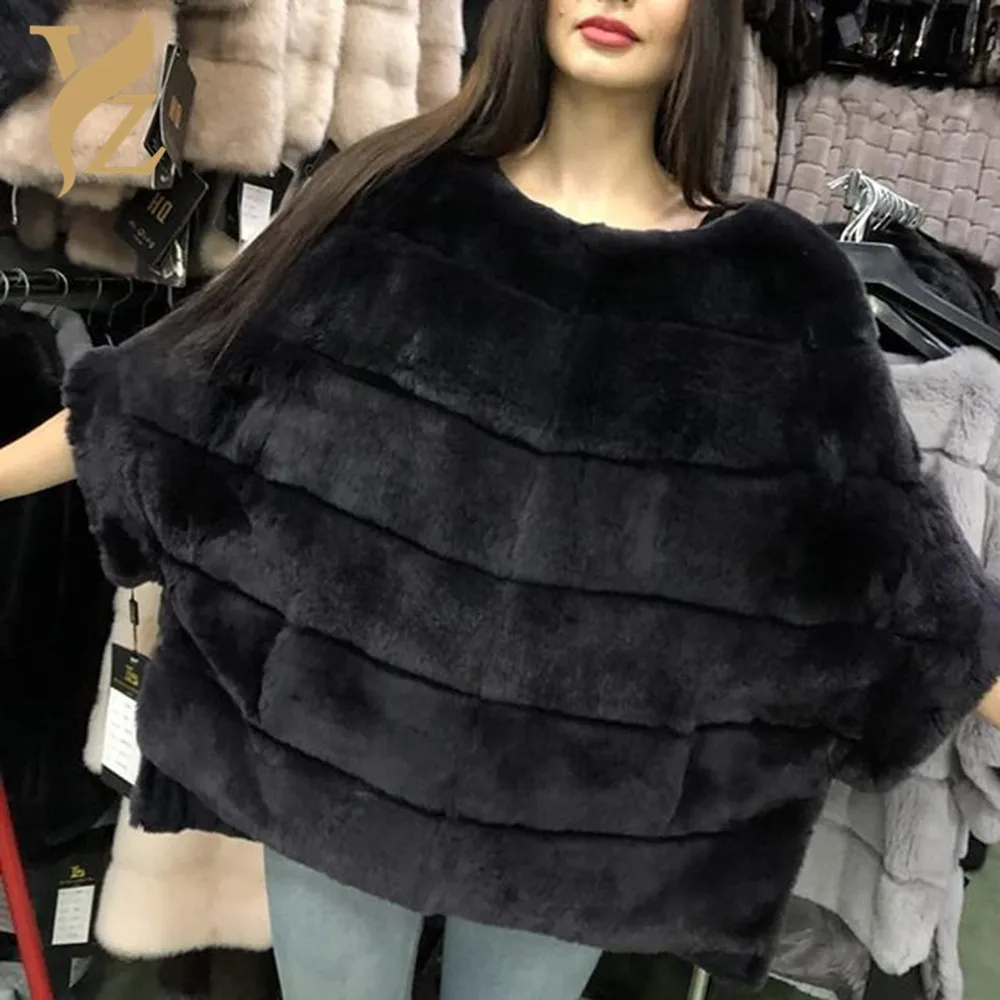 2019 три Цвет куртка с мехом кролика рекс для женщин пуловер зимнее пальто милая