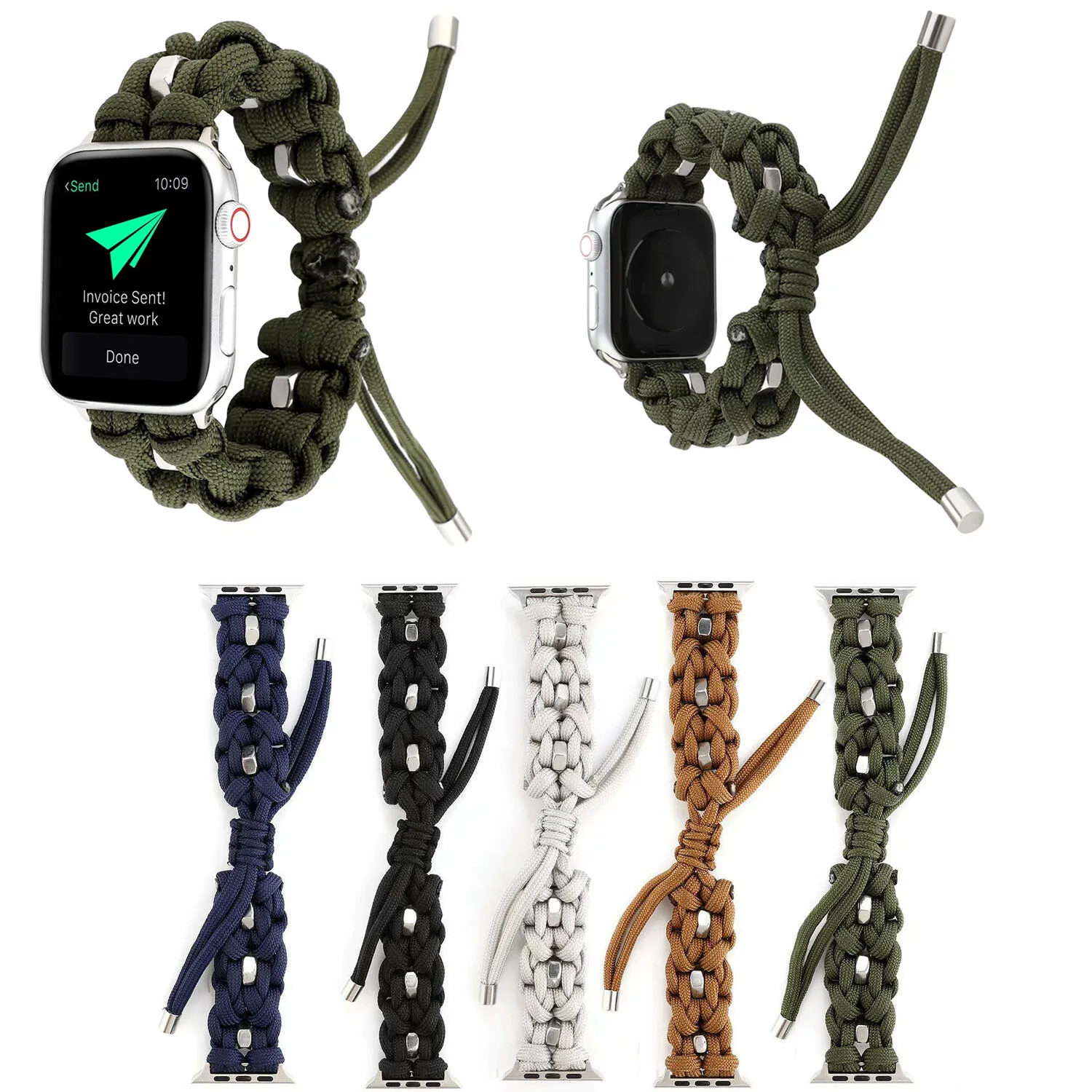 Плетеный нейлоновый шнур ремешок для часов Apple Watch iWatch серии 5 4 3 2 1 спортивный