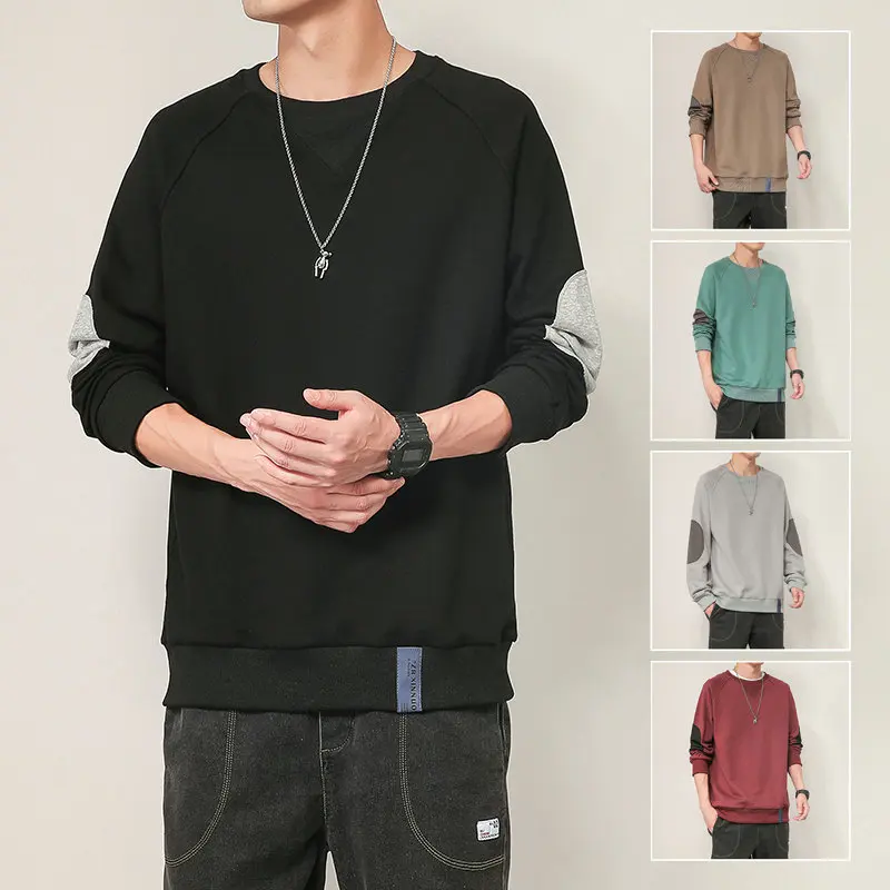 

KOLMAKOV 2021 Spring Korean Men's O-neck Pullover Hoodies Patchwork Sweatershirt Male Loose Hoodys 5 Color Size M-5XL