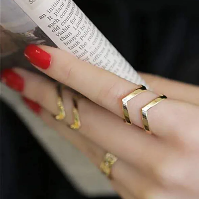 Модное Золотое кольцо со стрелками 3 шт./компл. регулируемое геометрическое