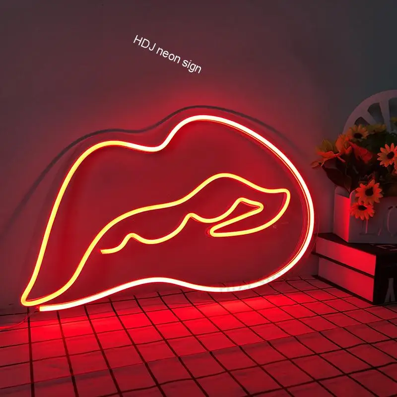 

Lips Logo Cusrom LED Neon Sign Light Wall Decor For Bedroom Bar Cafe Holiday Wedding Party Neon Light Creative Gift For Friend