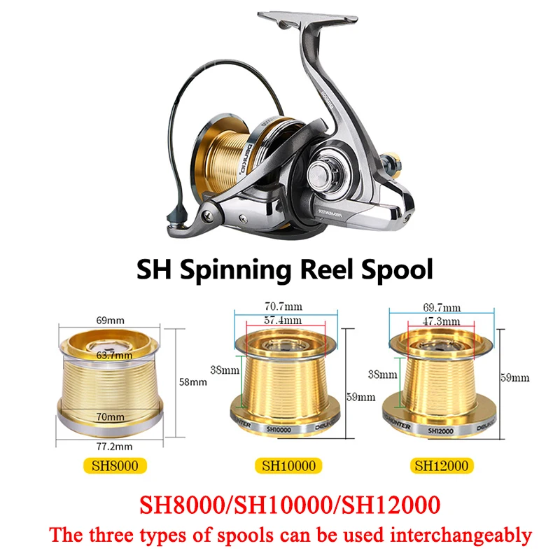 DEUKIO SH8000/10000/12000 Spool Fishing Reel Spool Modified Metal Micro-cup 4.6:1 Fishing Line Cup Spinning Reel Accessories