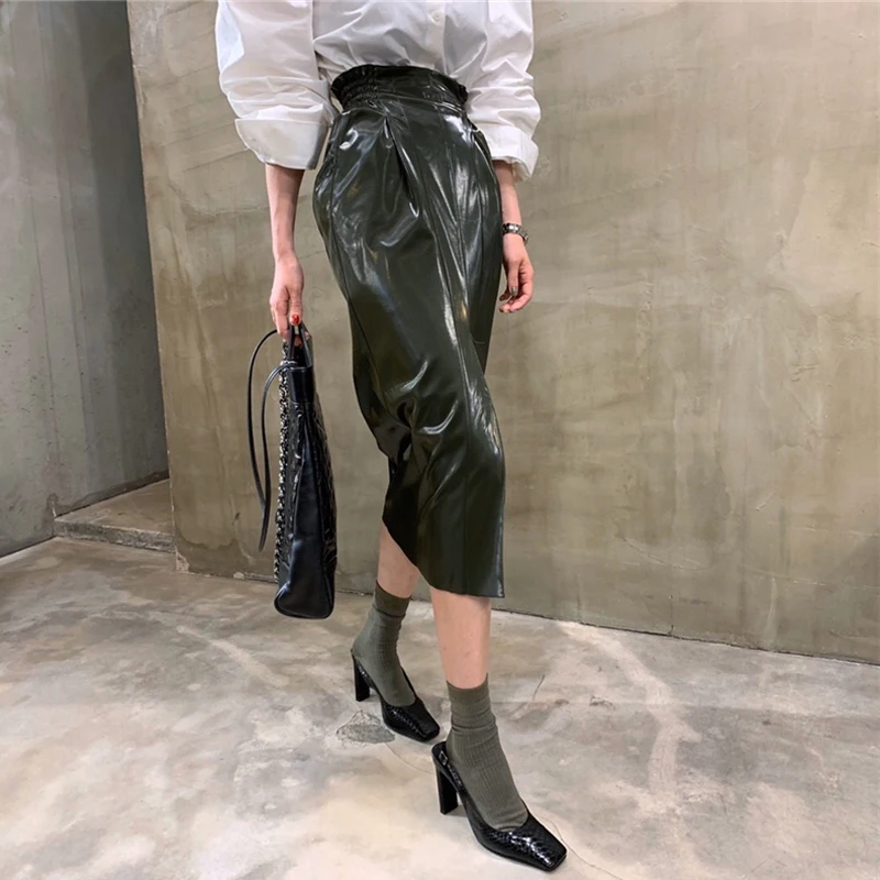 BGTEEVER Весенняя мода эластичный пояс Bodycon искусственная кожа Женская юбка Уличная