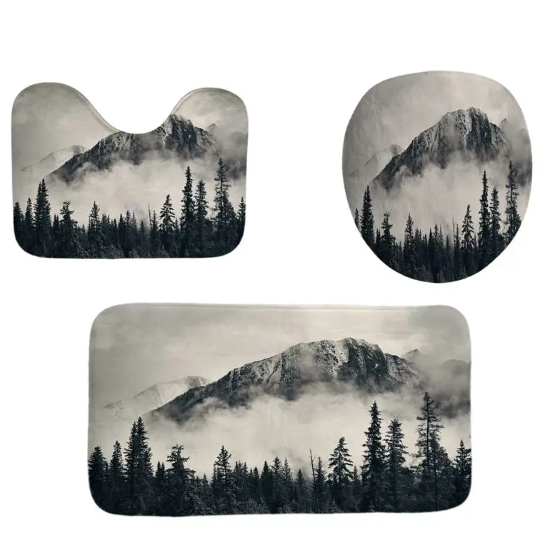 

4PCS/Set Outdoors Idyllic Scenery Shower Curtain Bath Curtain Waterproof Dropshipping