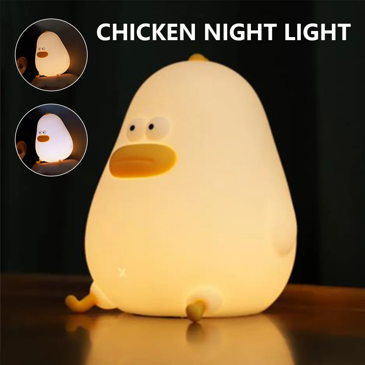 Cute Chick LED Night Light for Baby Kids LED Cartoon Chick Night Lamp Sleeping Lamps USB Rechargeable Dimmable Night Light Decor