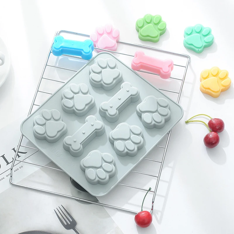 

Silicone Pet Dog Bone Paw Soap Mold Candy Chocolate Fondant Tray ICE Cube Moulds