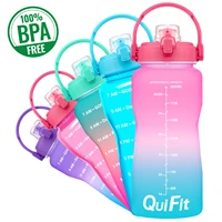 hmt buildlife 2l 3 8l tritan gallon water bottle flip flop motivational bpa free sports fitness jugs outdoor gym mobile holder