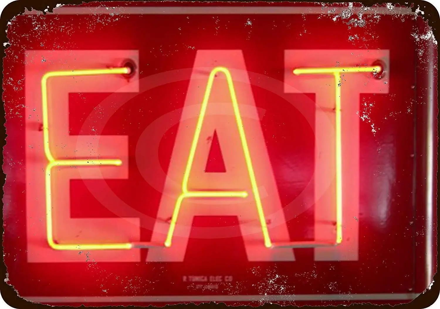 

Isaric Tin Sign EAT Neon Vintage Look Reproduction Metal Sign 8x12 inches