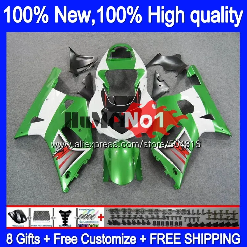 

Корпус для SUZUKI GSXR 600 750 CC GSXR600 2001 2002 2003 14MC.58 GSXR750 GSX-R600 01 03 GSXR-600 K1 01 02 03 обтекатель зеленый блеск