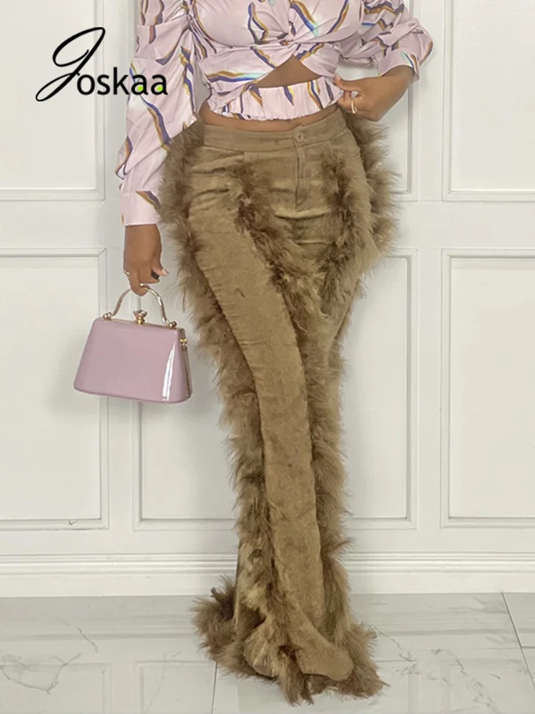 

Женские вельветовые расклешенные брюки Joskaa, повседневные брюки со средней талией и карманами на молнии, зима 2021