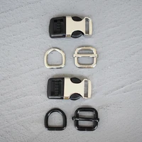 10 sets 15mm plastic side release buckle metal double pin belt roller buckle coat d ring strap adjustable harness diy collar