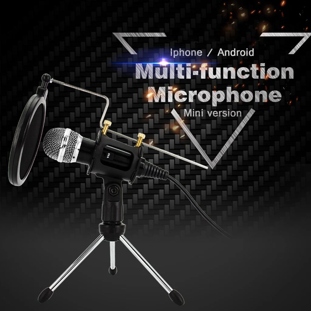 

Mini Condenser Microphone Plug&Play Home Studio Microphone with Pop Filter Stand for PC Laptop
