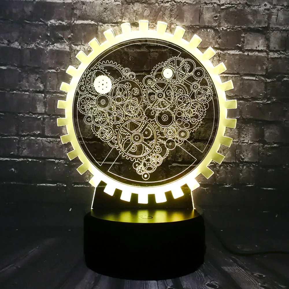 Новый инновационный гаджет Механическая Шестерня Любовь 3D светодиодный USB лампа