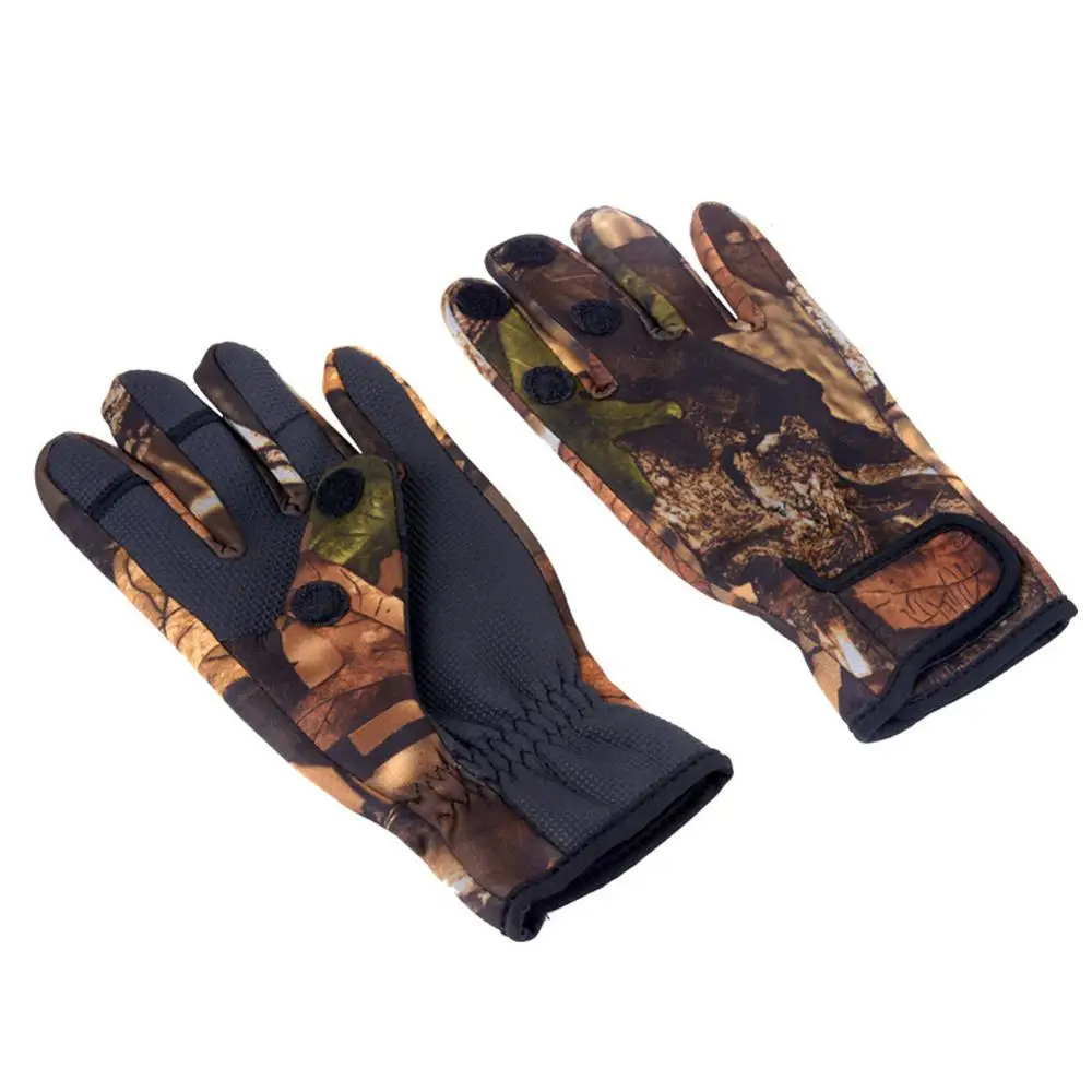 Camouflage 1 пара наружных зимних рыболовных перчаток водонепроницаемые с тремя или двумя пальцами противоскользящая альпинистская перчатка походные перчатки для верховой езды - Цвет: Camouflage