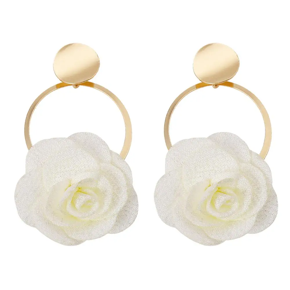 Женские серьги с цветными розами Dvacaman Модные металлические массивные свадебные