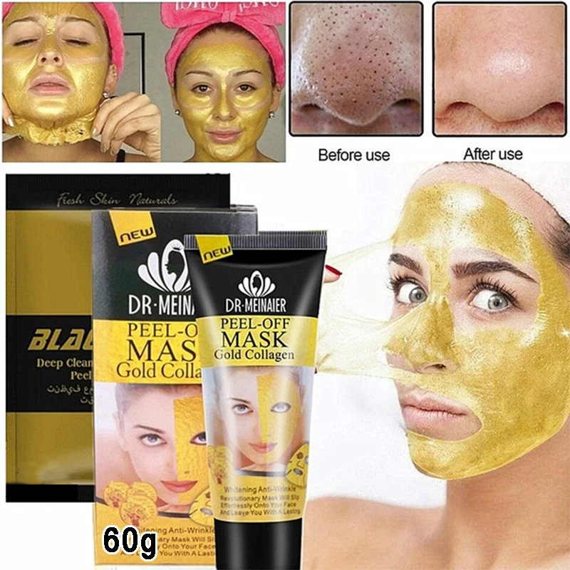 

60g Gold Collagen Peel Off Mask Face Tear off Moisturizing Whitening Anti Wrinkle Anti Aging Facial Mask Blackhead Remover