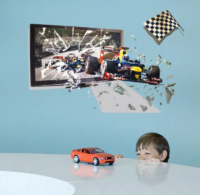 Художественная роспись своими руками Съемная Настенная Наклейка гонки из