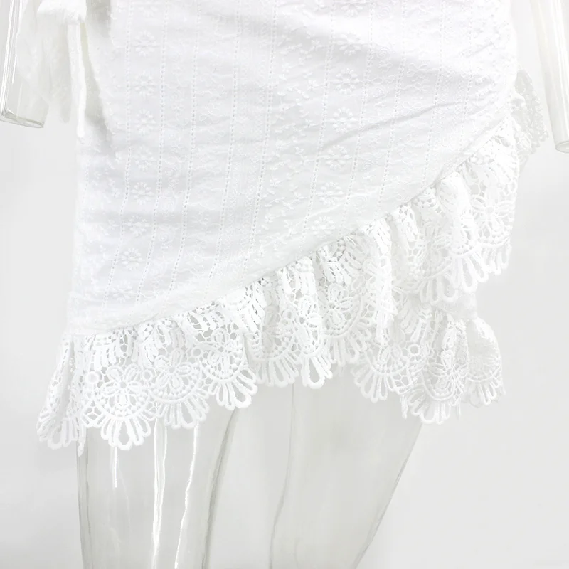 

Lace Two Piece Set Summer White Crop Top Mini Skirt Sexy Matching Set Sashes Backless Club Party Outfits 2 Piece Set Women Suit