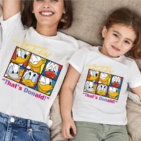 cartoon donald duck women daughter matching t shirts summer mother baby short sleeve tops kawaii mouse printed clothing outfits