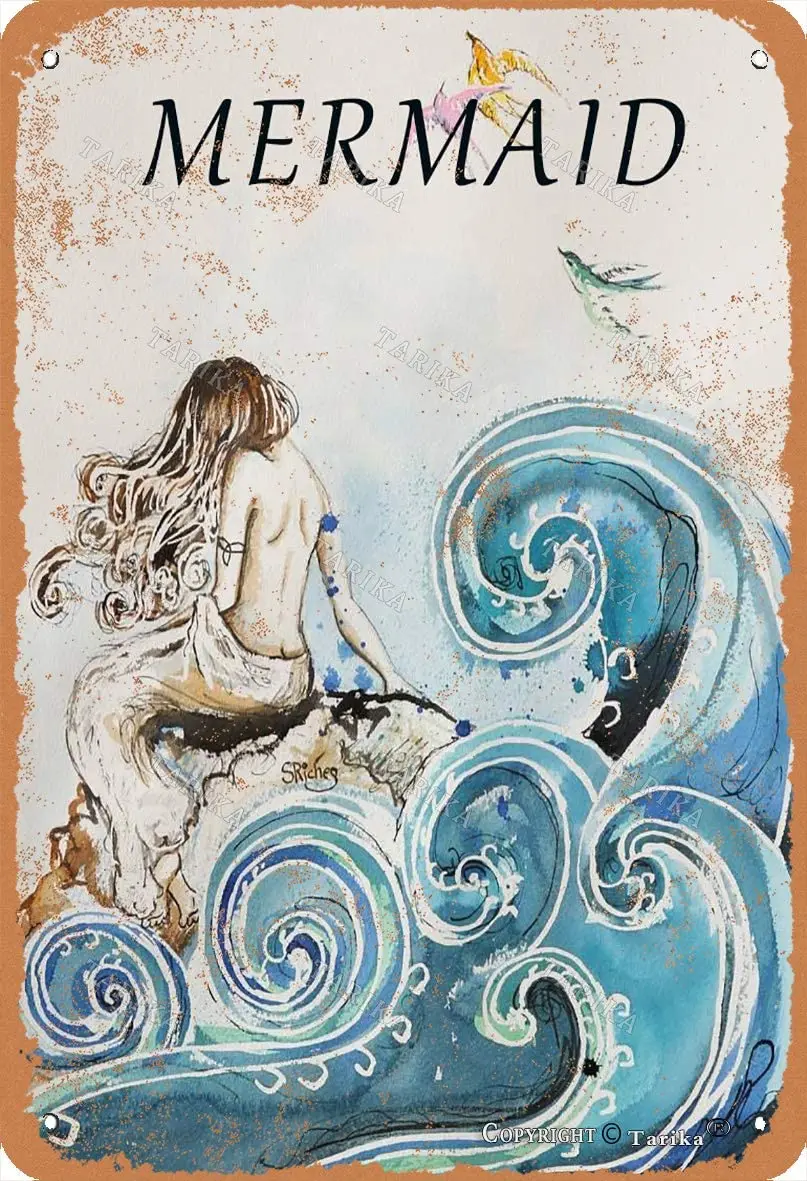 

Mermaid Retro Look Metal 20X30 Inch Decoration Crafts Sign for Home Kitchen Bathroom