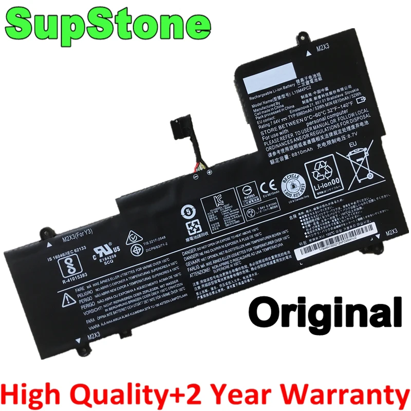 Оригинальный аккумулятор SupStone L15M4PC2 L15L4PC2 для ноутбука Lenovo YOGA 710-14ISK 710-14IKB 710-15ISK