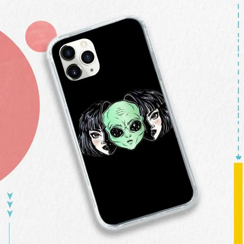 

Aesthetics Cute Cartoon alien space Phone Case for iPhone 11 12 pro XS MAX 8 7 6 6S Plus X 5S SE 2020 XR