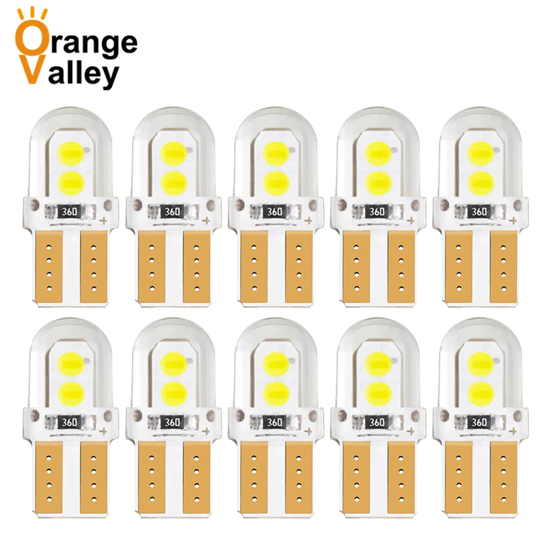 

10Pcs COB Light LED W5W T10 194 168 W5W 4SMD For Parking Bulb Wedge Clearance Lamp Silica gel Car License Light