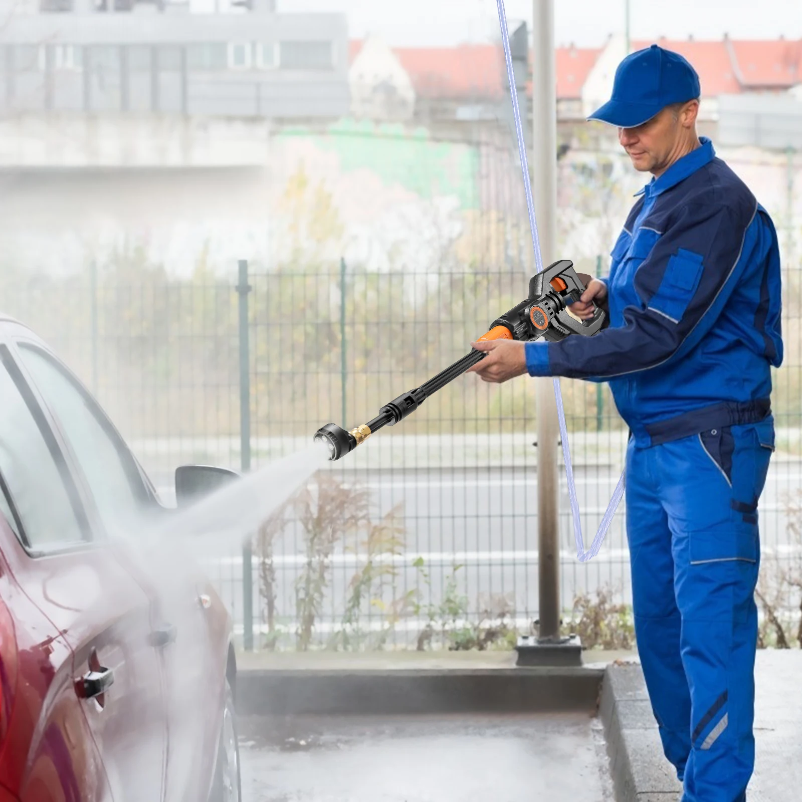 للبيع 20 فولت اللاسلكي غسالة الضغط 435PSI المحمولة منظف للسيارة مع فوهة خرطوم طوي دلو غسالة لغسل السيارات حديقة سقي