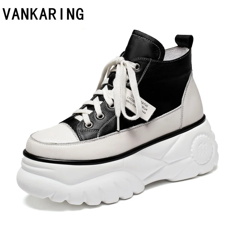 

fashion women ankle boots new autumn breathable leather white shoe trainers high top sneakers ladies platform riding boots woman