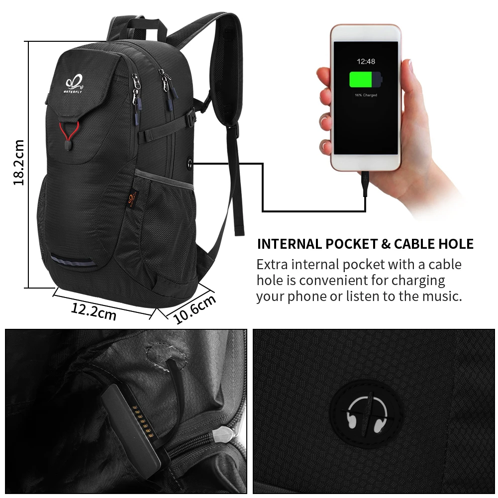 Водонепроницаемый походный рюкзак WATERFLY 20L 40L для мужчин и женщин путешествий