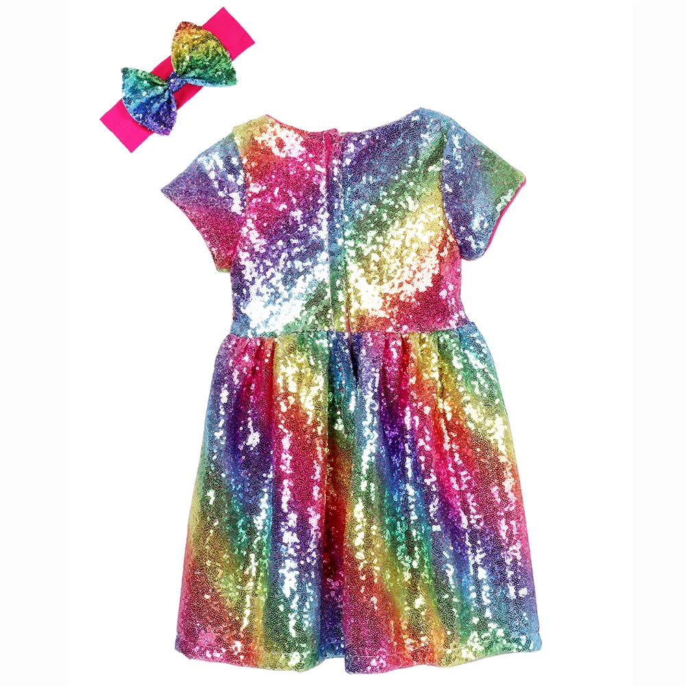 Kids Girls Sequin Dress Toddler Baby Sparkle Wedding Summer Wearing Special Headband Prom Party Pageant | Детская одежда и обувь