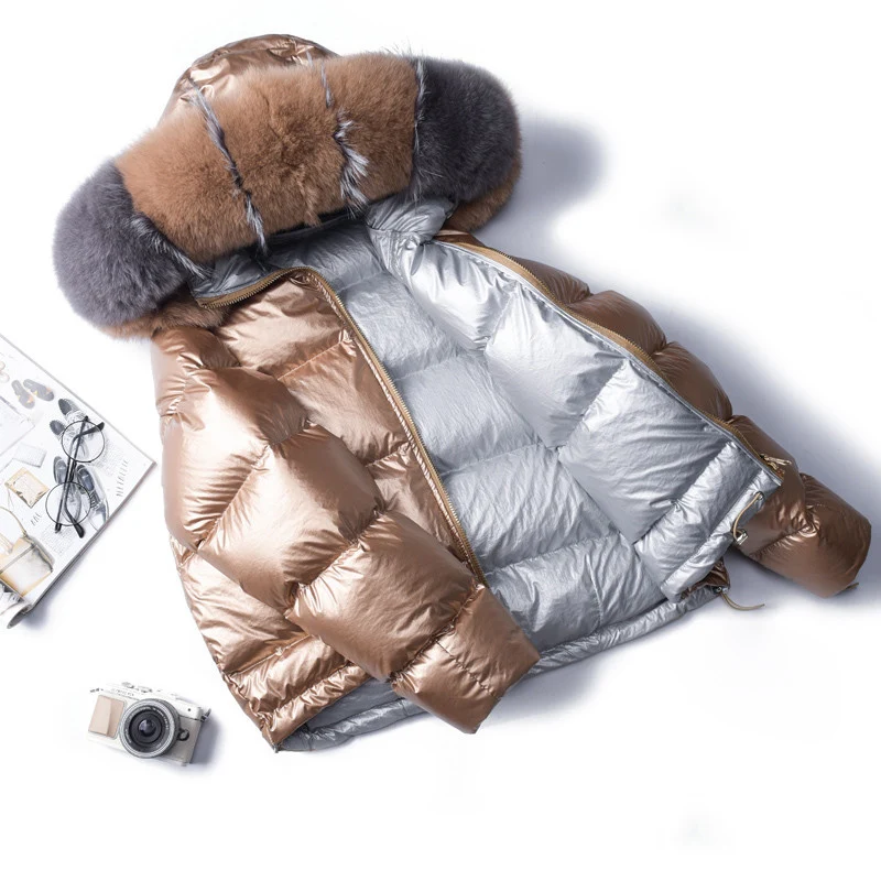 FTLZZ женская зимняя куртка на белом утином пуху большая верхняя одежда с