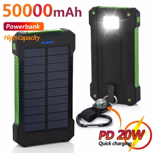50000mah solar power bank large capacity portable mobile phone charger led outdoor travel powerbank for xiaomi samsung iphone free global shipping