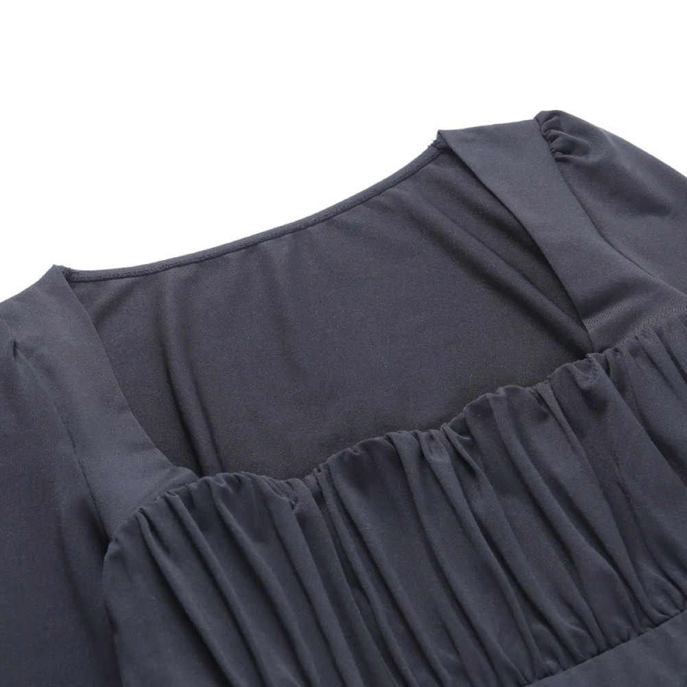 

2Pcs Women Sexy Long Sleeve Crop Top Ruched Square Collar Bodycon Shorts Outfit Fitness Tracksuit Skinny Elastic High Streetwear