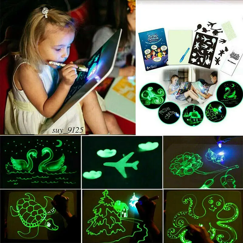 Illuminate Drawing Board Light Writing with Magic Pen Tablet Painting Educational Toy For Kids Children | Игрушки и хобби