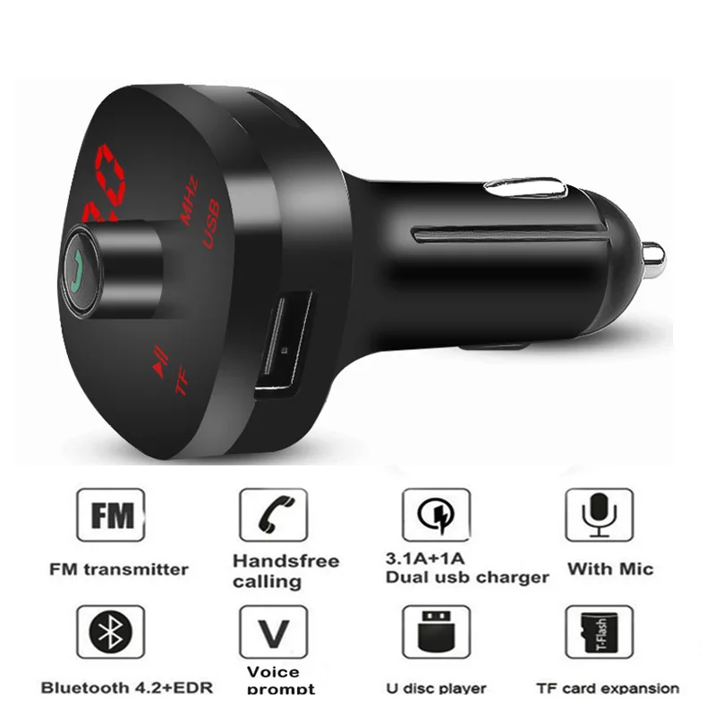 4.1A USB AUX fm-передатчик комплект беспроводной связи bluetooth для автомобиля Handsfree Dual USB телефон быстрое зарядное устройство автомобиля прикуриватель TF карта