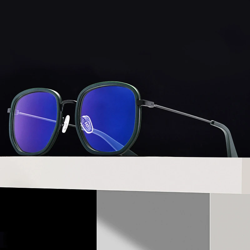 

Vintage Polygon Acetate Glasses Frame Women Luxury Brand Alloy Eyewear Men Lady Prescription Optical Myopia Big Eyeglasses Frame