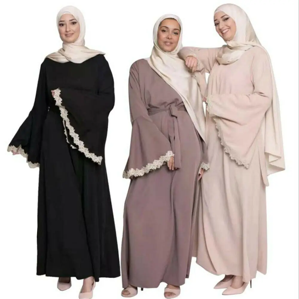 Модное вечерние нее платье Дубая для женщин, абайя, мусульманское длинное кимоно с расклешенным рукавом, кафтан, макси халат, турецкий кафта...