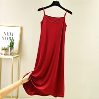 modal base suspender dress 2021 summer womens ice silk solid color o neck sleeveless vest dress large size home casual dress