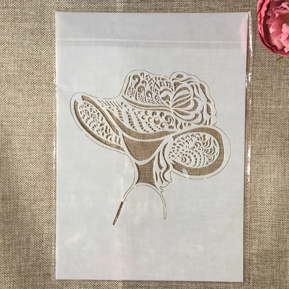 

A4 29cm Fashion Women Lady Hat DIY Layering Stencils Wall Painting Scrapbook Coloring Embossing Album Decorative Template