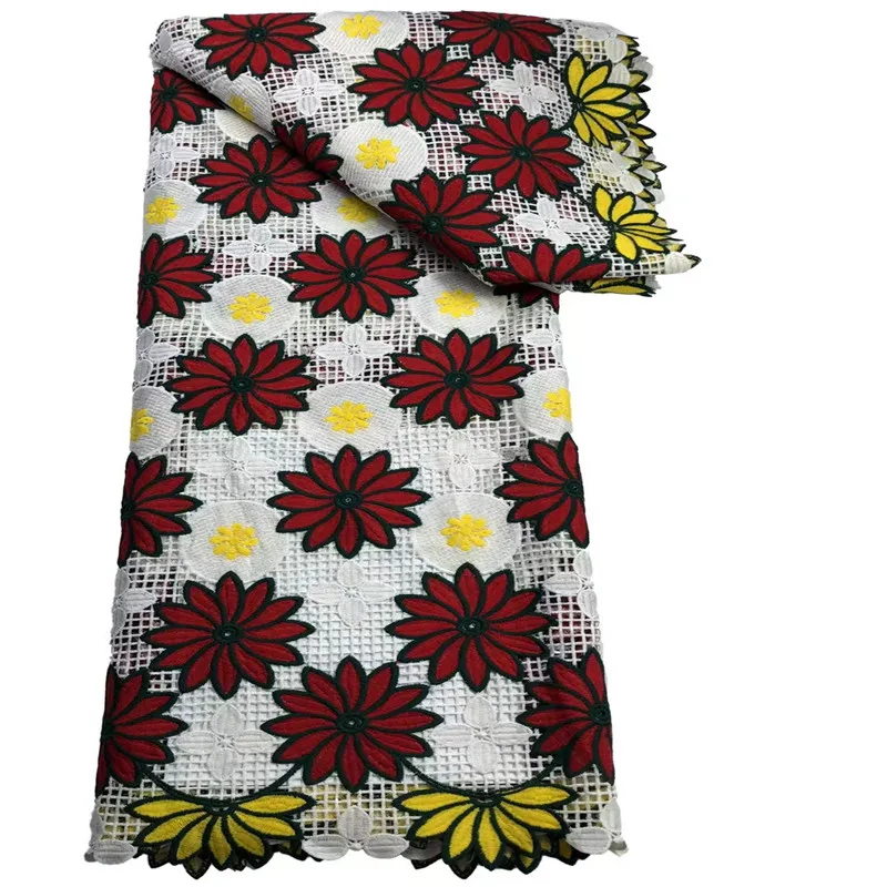 

2021 High Quality Africain Guipure Lace With Stone French Embroidery Lace fabric Nigeria Water Soluble For Wedding PartyRFA21502