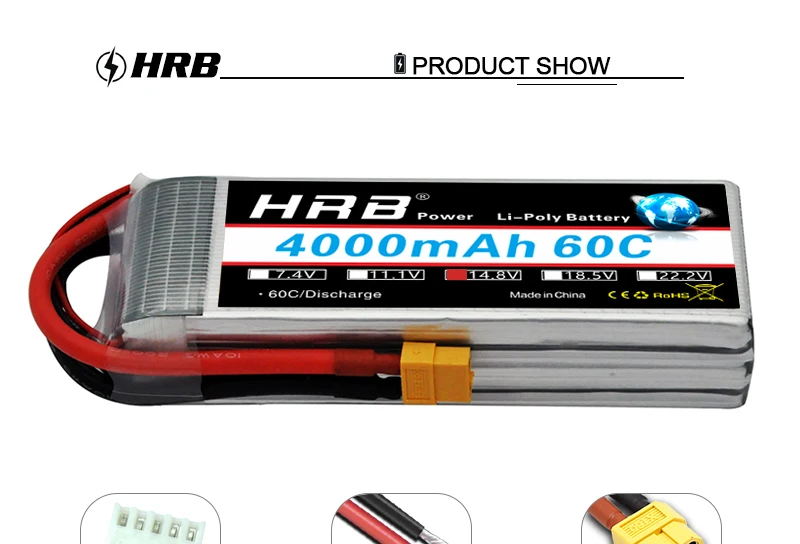 HRB 14,8 V 4000mah Lipo батарея 4S XT60 Deans T XT90 EC5 TRX 60C для Team Energy 1/8 1/10 Автомобили Самолеты Грузовик Лодка RC запчасти AKKU