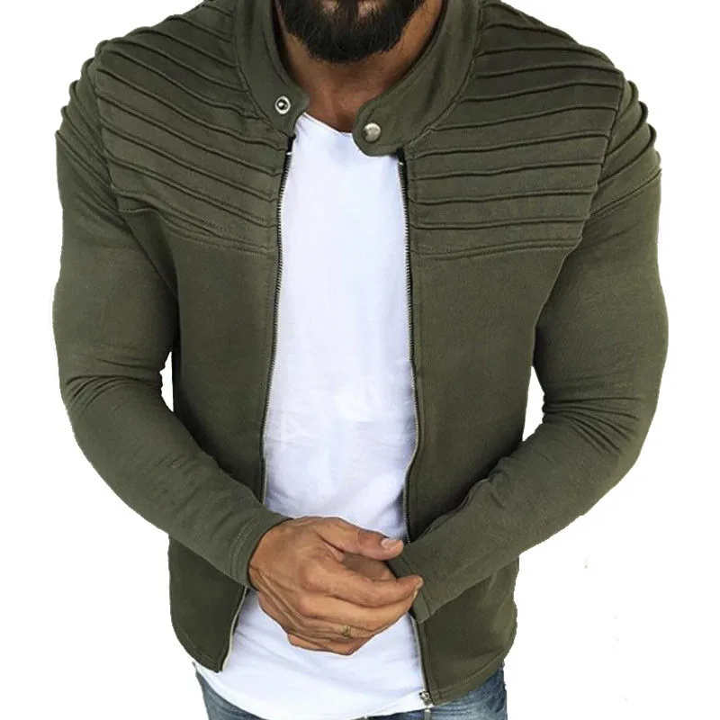 

Sports Casual Men's Jacket Men's Slim Fit Striped Fitted Jacket Zipper Long Sleeve Cardigan Jacket
