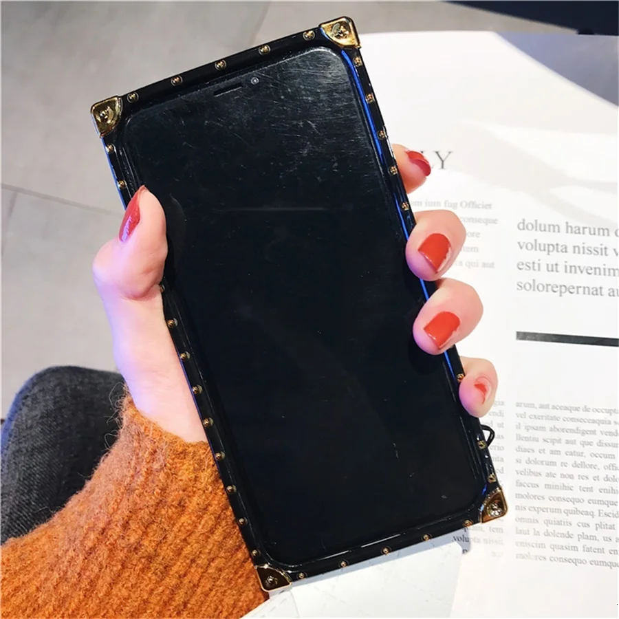 Роскошный квадратный чехол в клетку для iphone X, Модный чехол для телефона из искусственной кожи для iphone 6, 6s, 7, 8 plus, сумка с ремешком